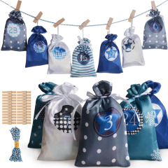 Christmas Advent Calendar Drawstring Bag Party Small Fabric Bag Party Gift Bag Set