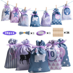 Christmas Advent Calendar Drawstring Bag Party Small Fabric Bag Party Gift Bag Set