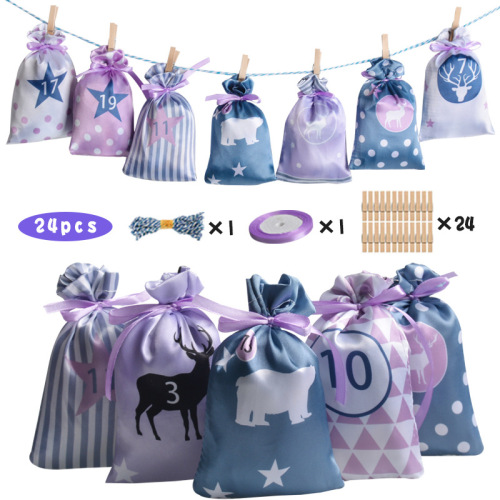 Christmas Advent Calendar Drawstring Bag Party Small Fabric Bag Party Gift Bag Set
