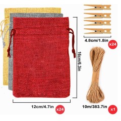 Christmas burlap gift bag advent calendar candy bag Christmas gift bag calendar 1-24 cloth bag