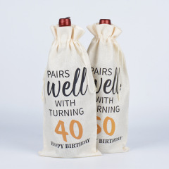 Anniversary Wine Bottle Drawstring Bag Birthday Party Wine Champagne Decorative Storage Bag
