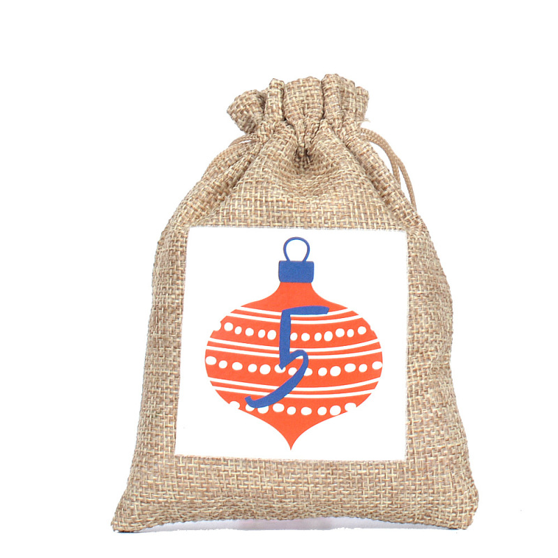 Hot sale Amazon luminous linen linen bag set 1-24 countdown calendar hanging bag drawstring gift candy bag