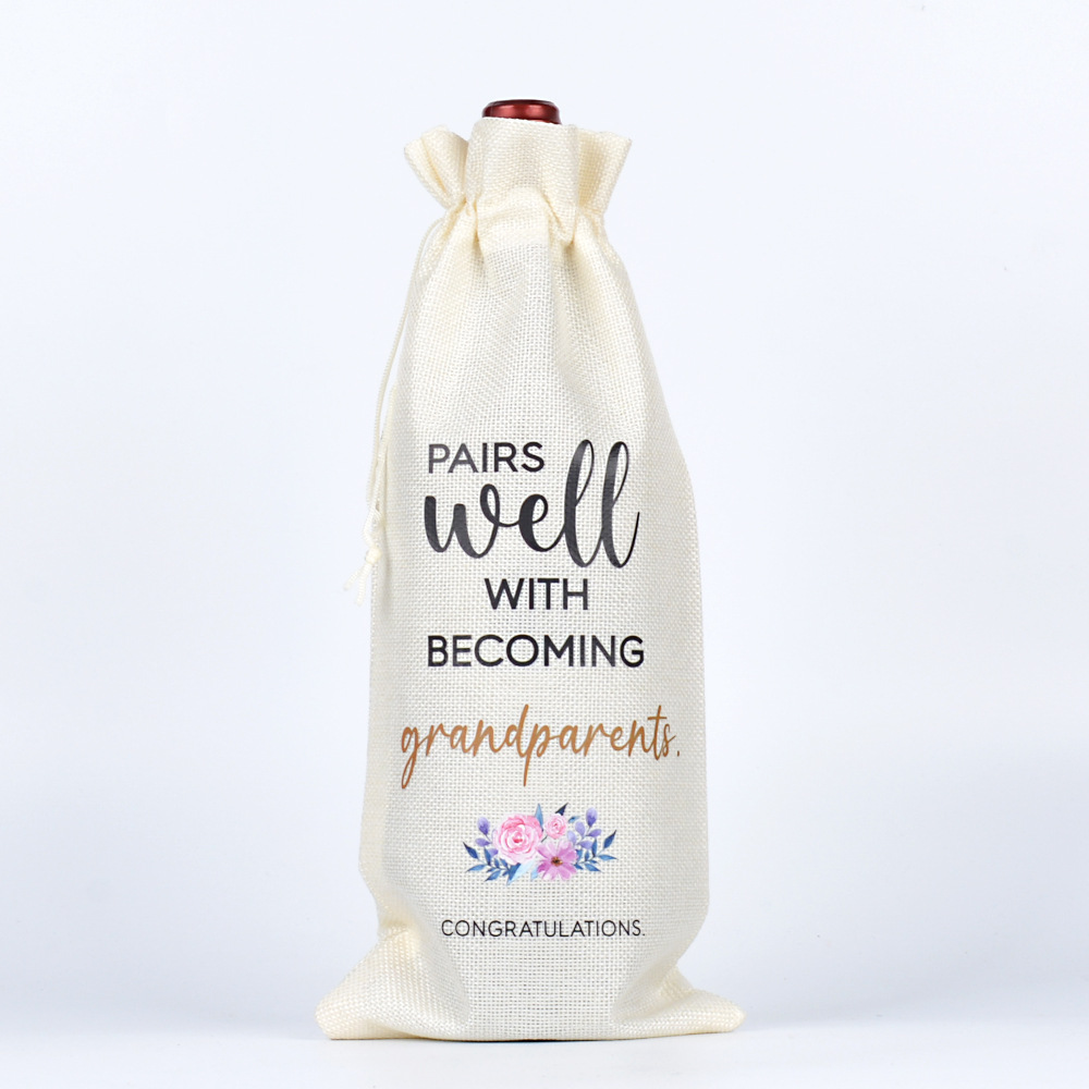 Anniversary Wine Bottle Drawstring Bag Birthday Party Wine Champagne Decorative Storage Bag