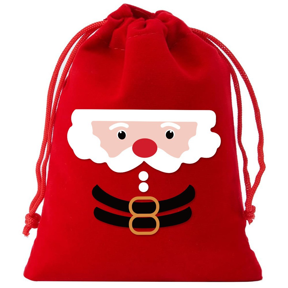 Christmas flannel gift bag children's candy bag Christmas apple bag drawstring packaging bag