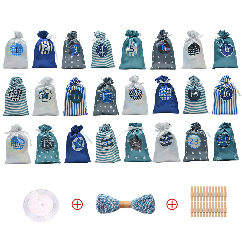 Christmas Advent Calendar Drawstring Bag Party Small Fabric Bag Party Gift Bag Set