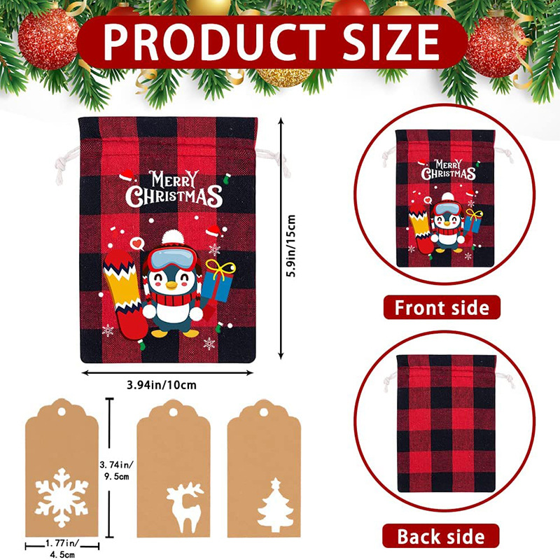 Customized Christmas cotton drawstring bag Drawstring storage candy small gift packaging bag manufacturers wholesale
