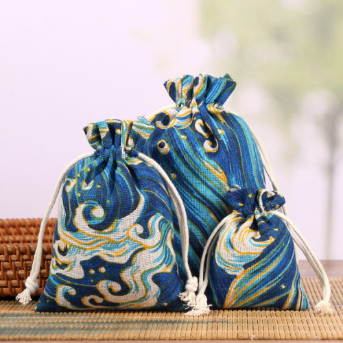 Printed cotton and linen drawstring bags, empty sachet drawstring bags, jewelry gift bags, floral bags, burlap bags wholesale