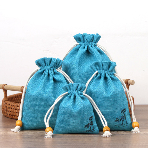 Pure cotton linen bag small cup bag jewelry bag storage bag drawstring bag