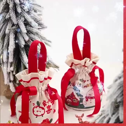 Christmas gift bag cute student portable canvas apple bag Christmas Eve gift box children's holiday gift