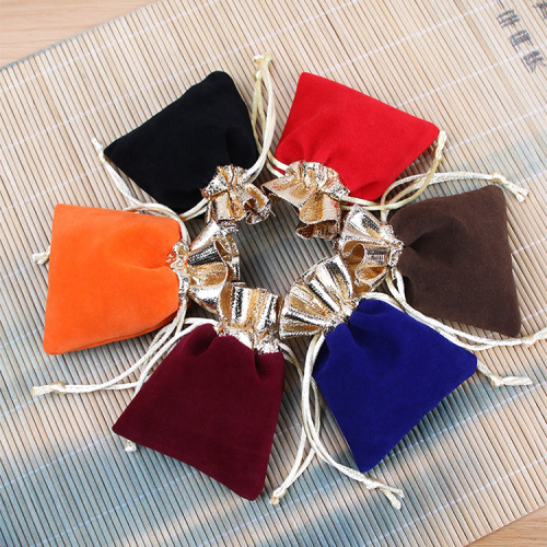 Jewelry bag, brocade bag, flannel gold-rimmed storage bag, drawstring bag, gift packaging practical bag