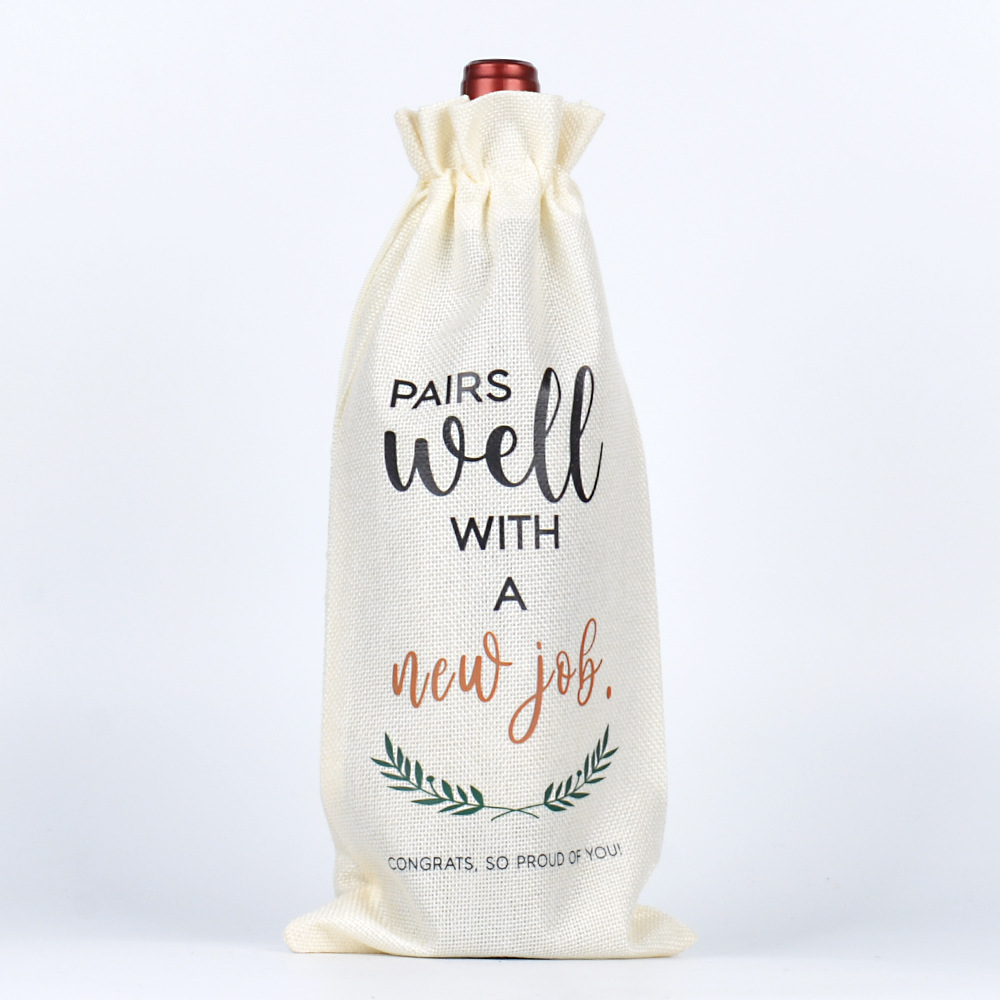 Anniversary Wine Bottle Drawstring Bag Birthday Party Wine Champagne Decorative Storage Bag