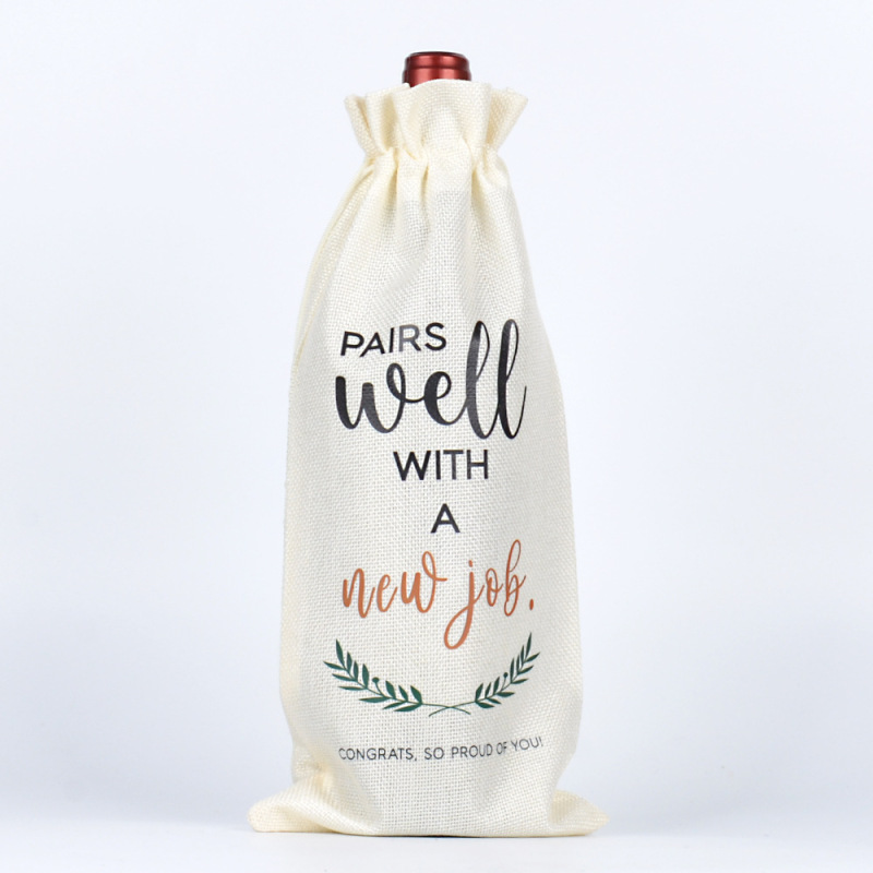 Anniversary Wine Bottle Drawstring Bag Birthday Party Wine Champagne Decorative Storage Bag