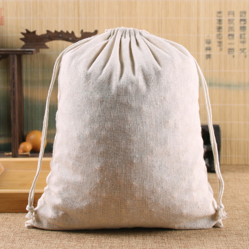 Cotton and linen strong and durable bag drawstring bag flour canvas jewelry burlap bag