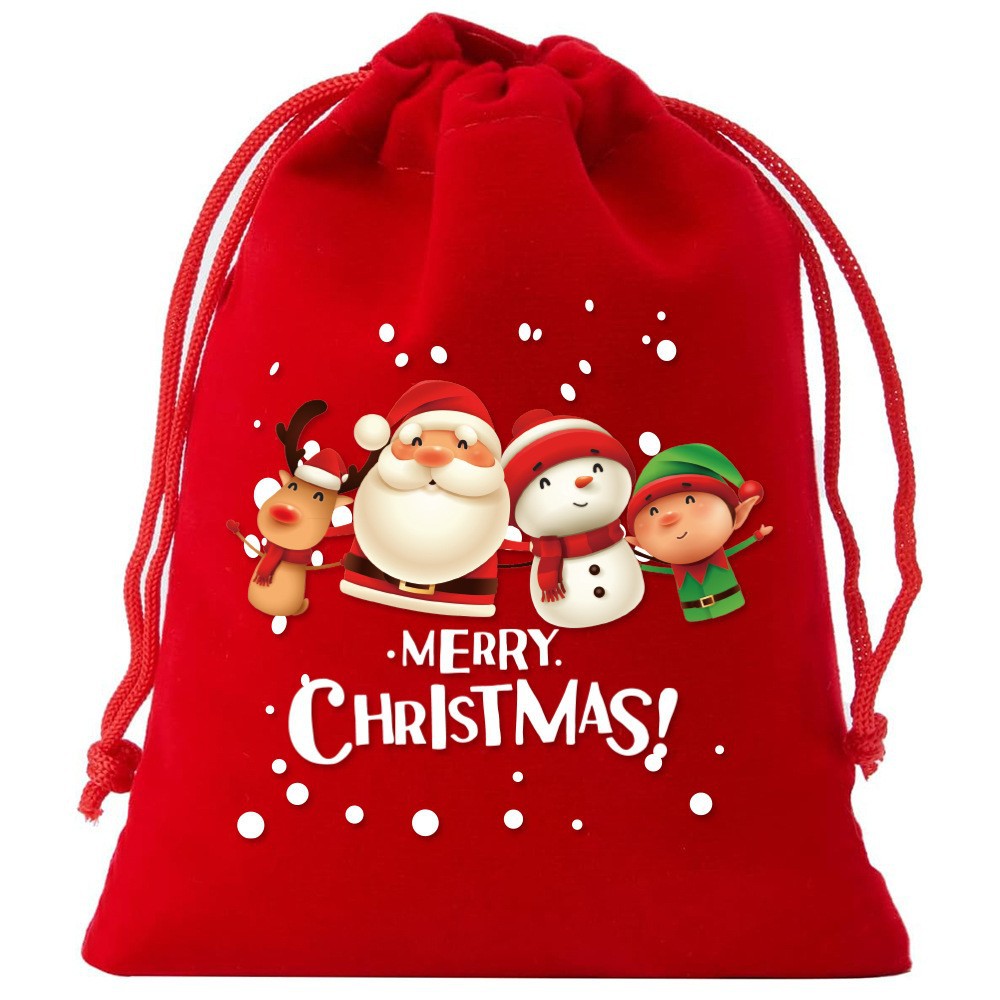 Christmas flannel gift bag children's candy bag Christmas apple bag drawstring packaging bag