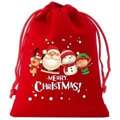 Christmas flannel gift bag children's candy bag Christmas apple bag drawstring packaging bag