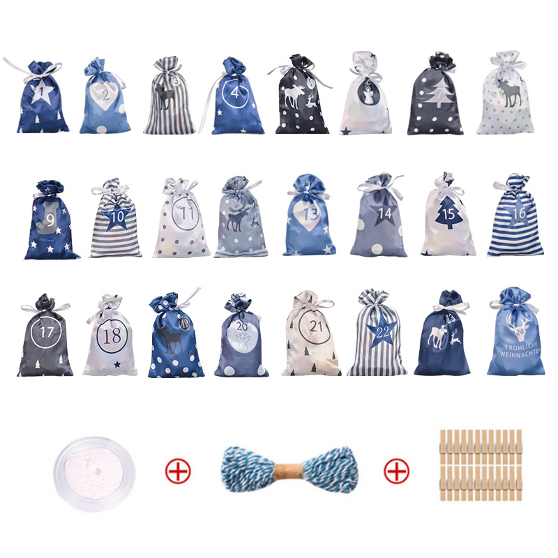 Christmas Advent Calendar Drawstring Bag Party Small Fabric Bag Party Gift Bag Set