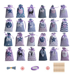 Christmas Advent Calendar Drawstring Bag Party Small Fabric Bag Party Gift Bag Set
