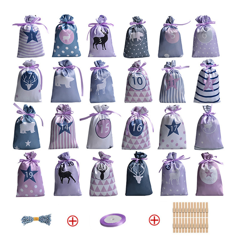 Christmas Advent Calendar Drawstring Bag Party Small Fabric Bag Party Gift Bag Set