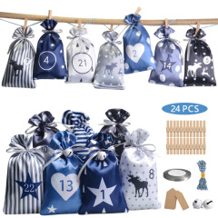Christmas Advent Calendar Drawstring Bag Party Small Fabric Bag Party Gift Bag Set