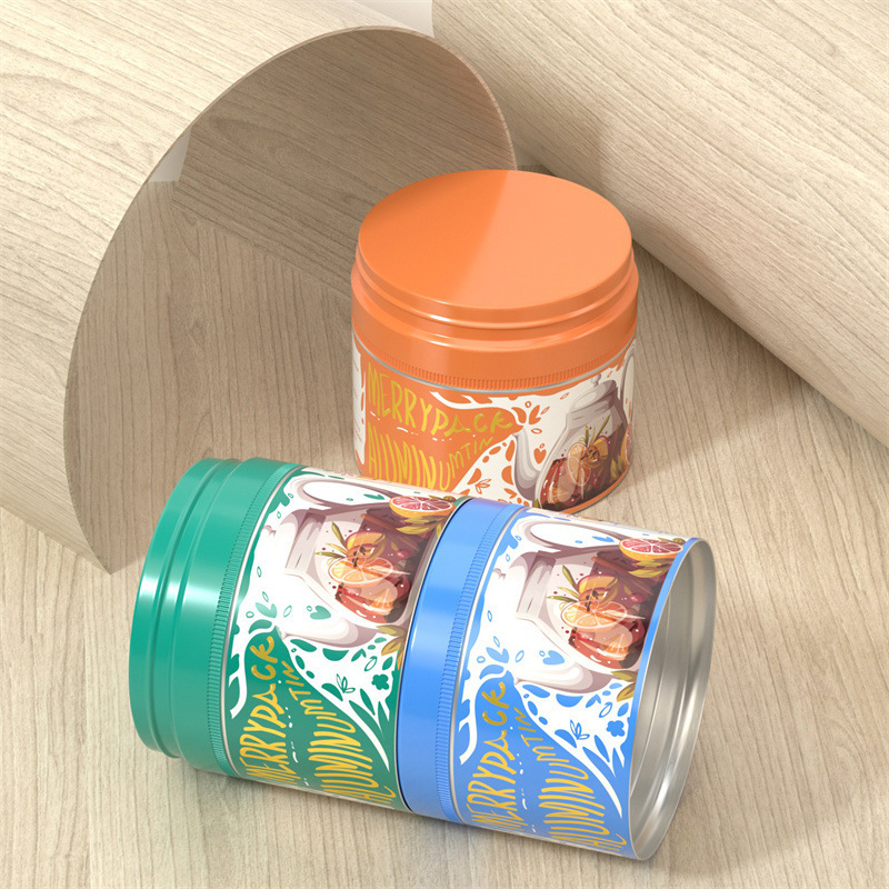Aluminum can 72*64mm round candy aluminum box pet food aluminum packaging can color printing processing customization