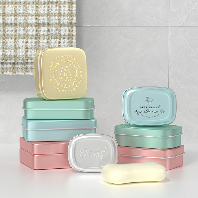 Aluminum soap box travel hotel balm box handmade soap shaving soap box hotel gift soap box square box aluminum box