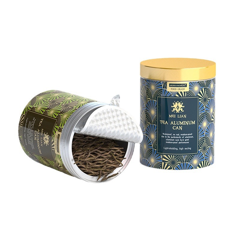 Tea can aluminum can double-layer cover tea can moisture-proof sealed food grade packaging can metal container tea can easy to tear can