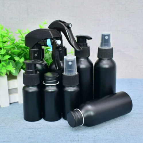 Black matte aluminum bottle spray bottle lotion bottle empty bottle spray gun essential oil aluminum can cosmetic sub-bottle