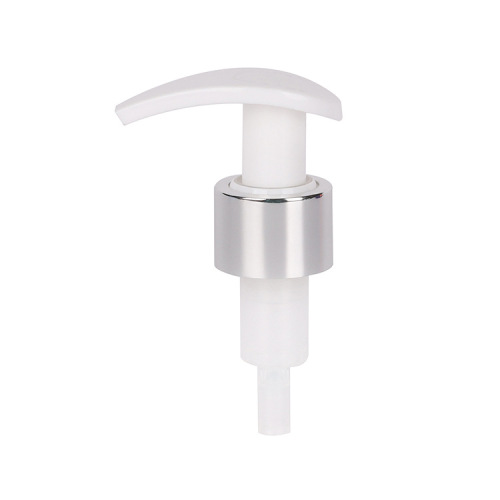Supply 24 teeth 28 teeth bright silver telephone aluminum lotion pump external spring left and right switch pump cosmetic packaging