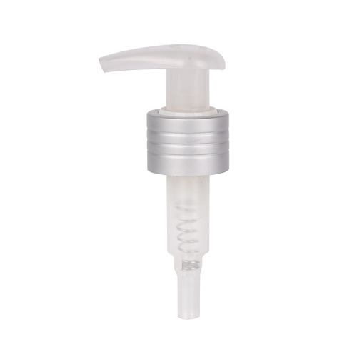 Supply 24/410 bright silver anodized aluminum left and right switch pump head external spring lotion pump body lotion spray head