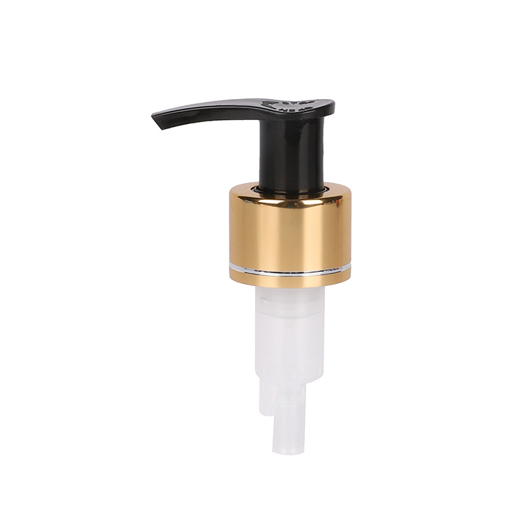 New hot selling 24/410 external spring lotion pump bright gold anodized aluminum milk pump external switch pump