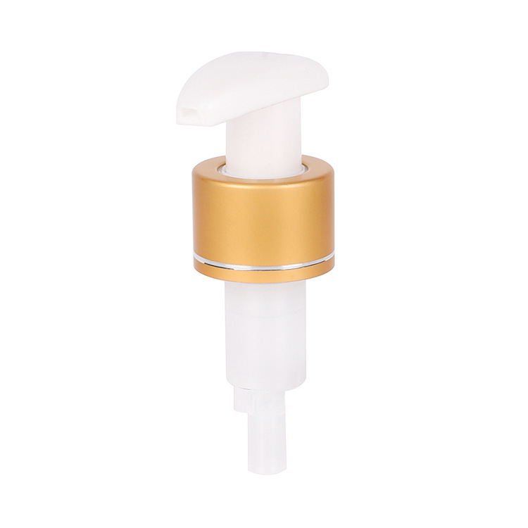 New hot selling 24/410 external spring lotion pump bright gold anodized aluminum milk pump external switch pump