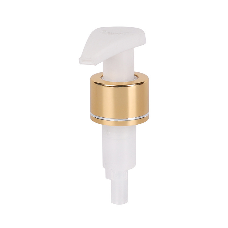 New hot selling 24/410 external spring lotion pump bright gold anodized aluminum milk pump external switch pump