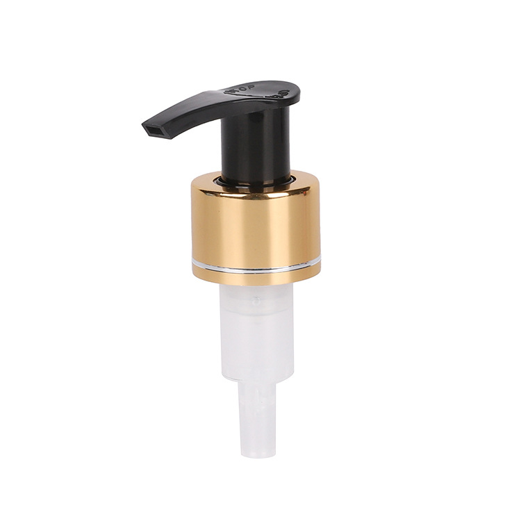 New hot selling 24/410 external spring lotion pump bright gold anodized aluminum milk pump external switch pump