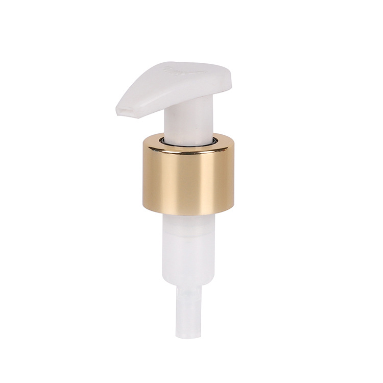 New hot selling 24/410 external spring lotion pump bright gold anodized aluminum milk pump external switch pump