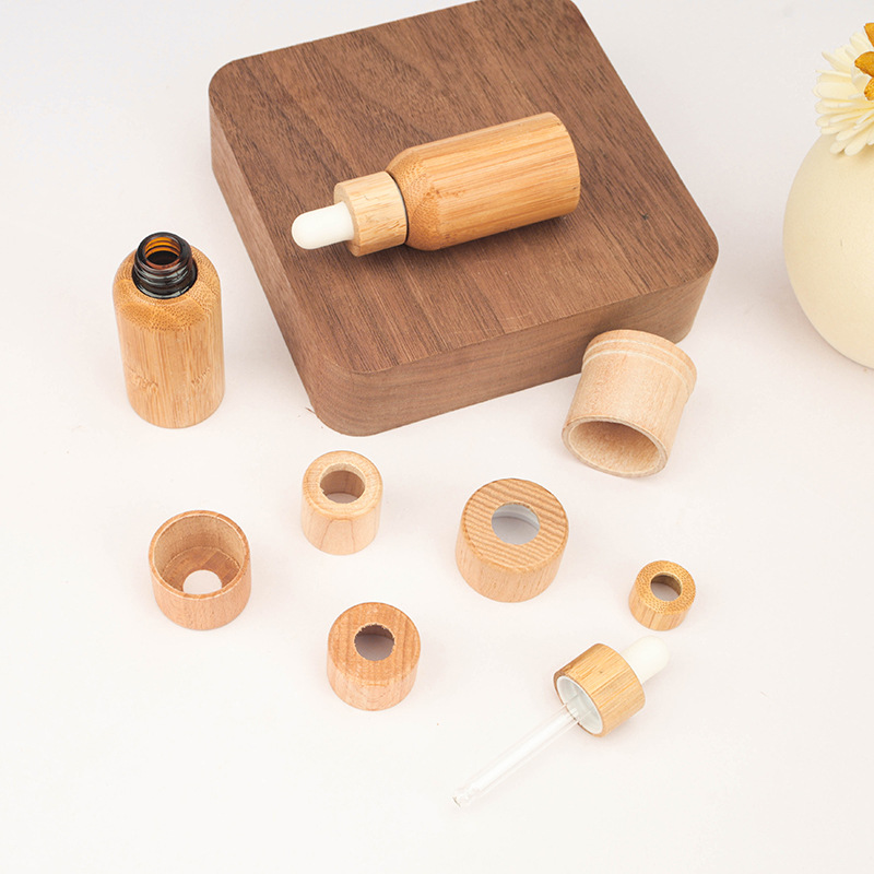 24-tooth bamboo dropper cap bamboo wood perfume bottle cap essential oil bottle bamboo cap lotion spray bottle bamboo wood cap