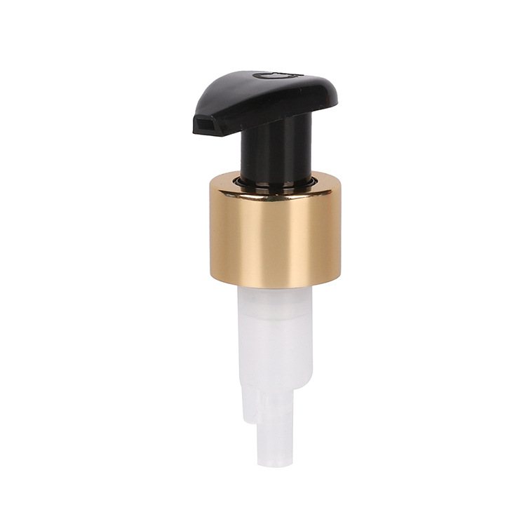 New hot selling 24/410 external spring lotion pump bright gold anodized aluminum milk pump external switch pump