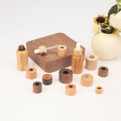 24-tooth bamboo dropper cap bamboo wood perfume bottle cap essential oil bottle bamboo cap lotion spray bottle bamboo wood cap