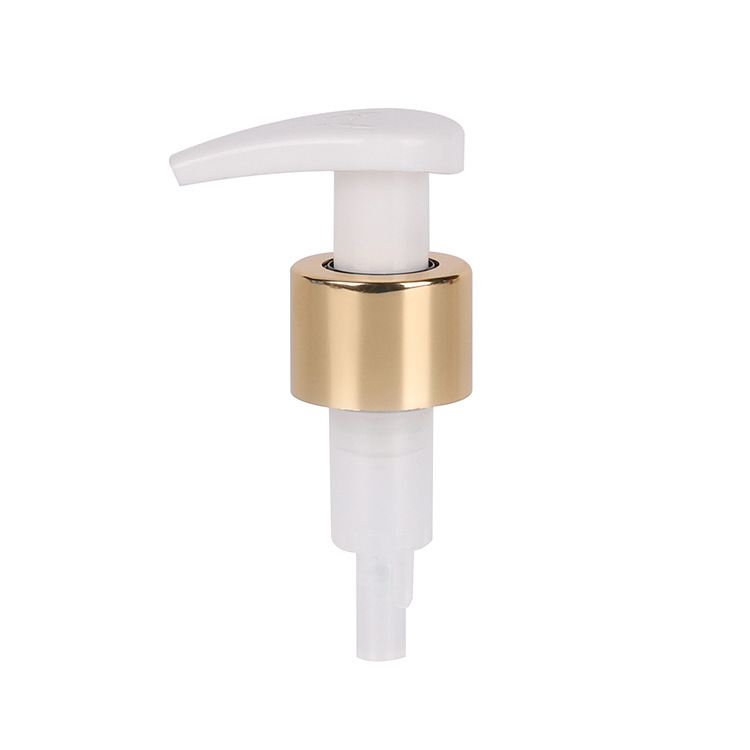New hot selling 24/410 external spring lotion pump bright gold anodized aluminum milk pump external switch pump