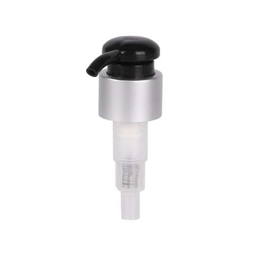 Supply 28/410 bright silver anodized aluminum lotion pump threaded pressure pump through gel hand sanitizer nozzle