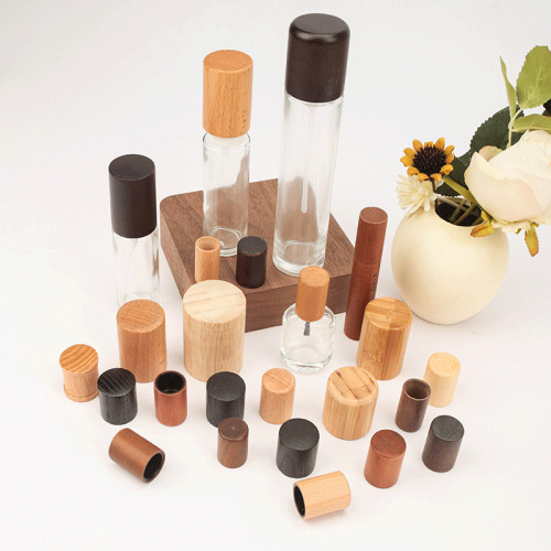 Factory direct sales ash wood round ball cover square cover cylindrical cover wooden perfume bottle cover essential oil bamboo wood bottle cover