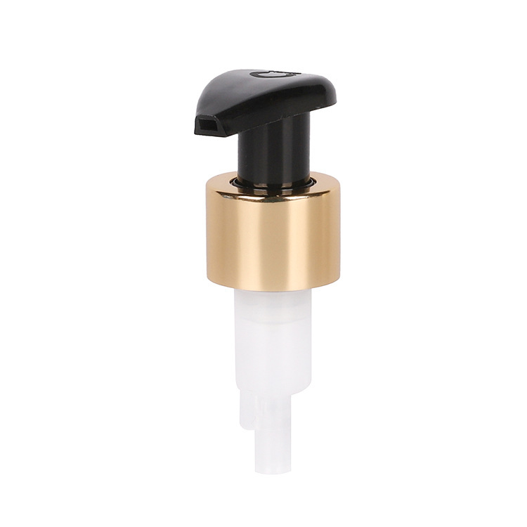 New hot selling 24/410 external spring lotion pump bright gold anodized aluminum milk pump external switch pump