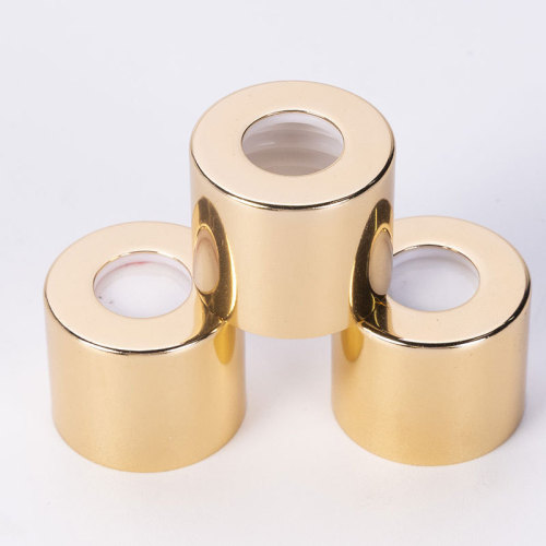 Aluminum cap manufacturer 22 teeth gold aromatherapy cap gold aluminum plastic cap aromatherapy essential oil bottle cap