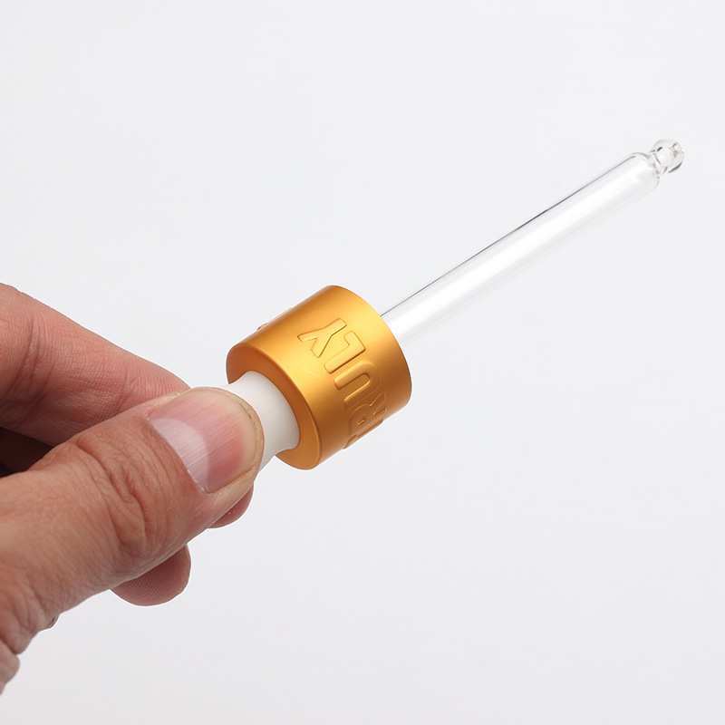 Supply 20-tooth silicone dropper personalized on-demand engraving white silicone head transparent glass dropper manufacturer wholesale