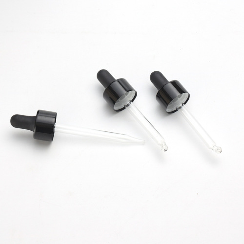 Supply bright black glass dropper silicone rubber 20 gutta-percha head with dropper sub-packaging glass bottle dropper manufacturer wholesale
