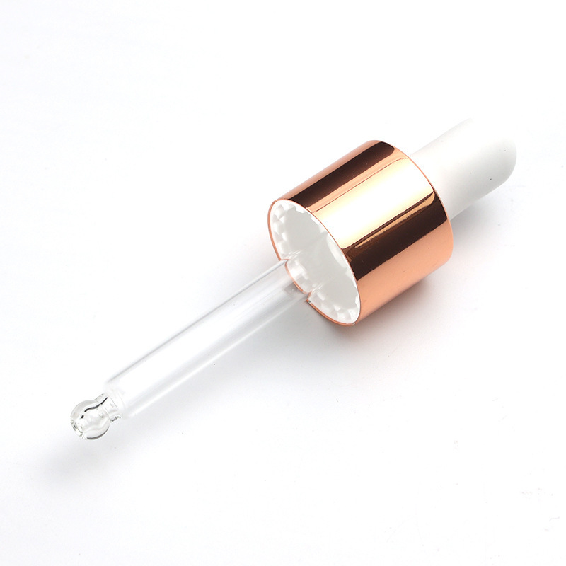 Supply 18/415 bronze gold nitrile dropper essence bottle with glass dropper silicone head nitrile dropper