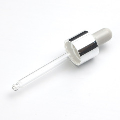 Supply 20-tooth silicone dropper PVC bright silver middle ring silicone head transparent glass dropper press easy wholesale