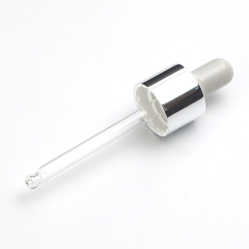 Supply 20-tooth silicone dropper PVC bright silver middle ring silicone head transparent glass dropper press easy wholesale