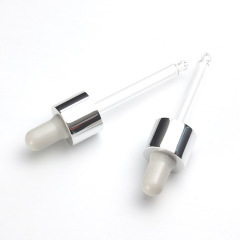 Supply 20-tooth silicone dropper PVC bright silver middle ring silicone head transparent glass dropper press easy wholesale