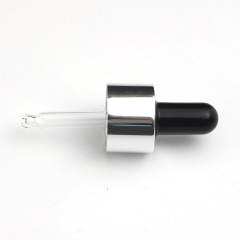 Supply 24-tooth bright silver silicone dropper cosmetic glass bottle packaging silicone head transparent glass dropper manufacturer