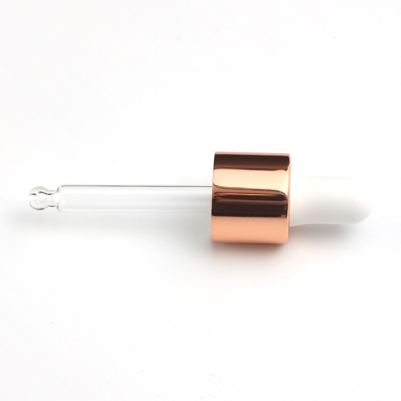 Supply 18/415 bronze gold nitrile dropper essence bottle with glass dropper silicone head nitrile dropper